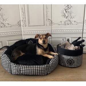 Exclusive bed for dog or cat POSITANO black | PETZWELCOME