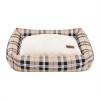 Legowisko dla psa lub kota w kratkę DUBLIN brązowe | PETZWELCOME