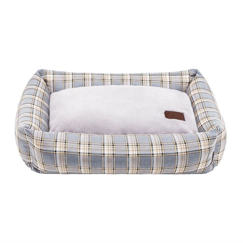 Checkered DUBLIN gray dog or cat bed | PETZWELCOME