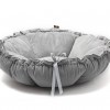 Pet bed  DAISY - gray velvet + minky| Lauren Design | PETZWELCOME