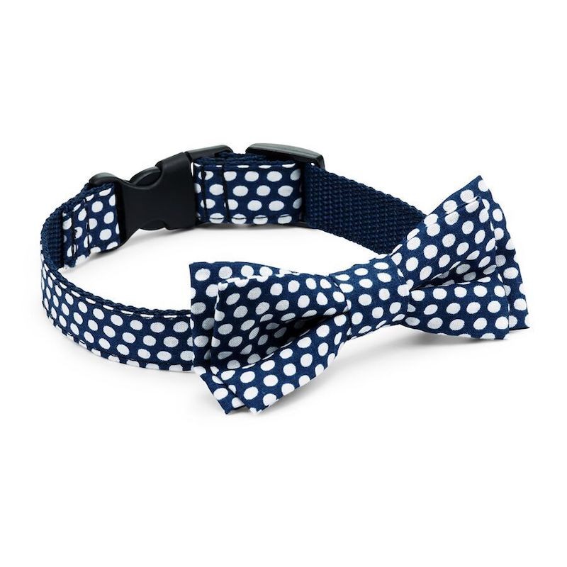 Polka-dot bow tie for a dog or cat CLASSIC navy | PETZWELCOME