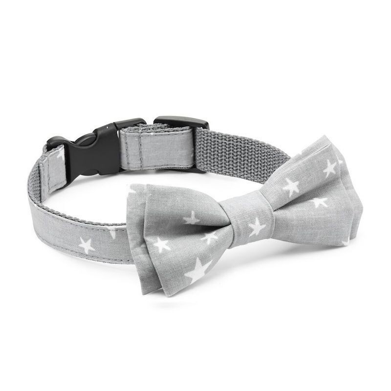 Bow tie for a dog or cat CLASSIC gray stars | PETZWELCOME