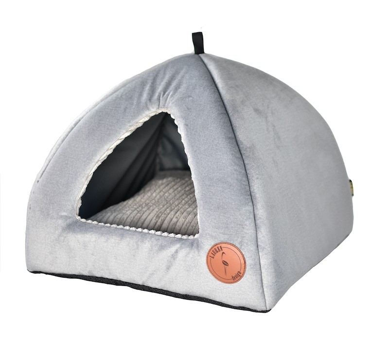 Budka dla psa lub kota Bella srebrno szary velvet | Lauren Design | PETZWELCOME