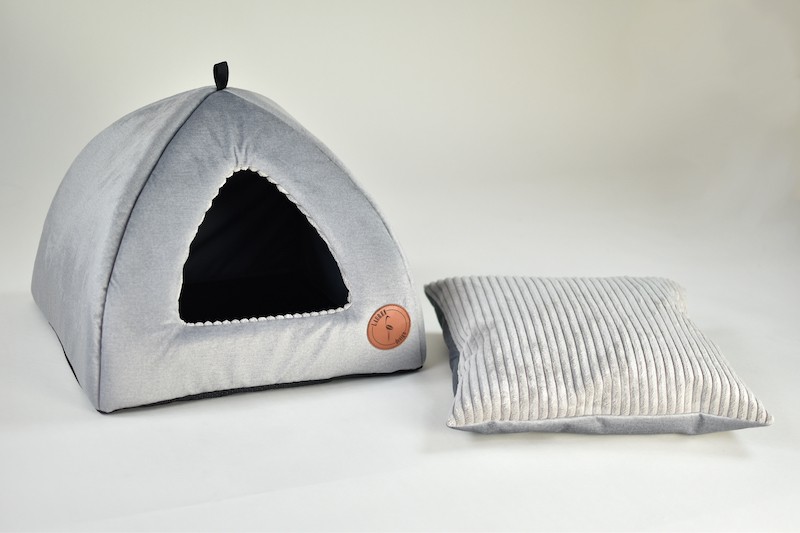 Doghouse Bella silver gray velvet  | Lauren Design | PETZWELCOME