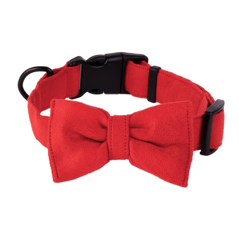 Ozdobna obroża z muchą czerwona | PETZWELCOME
