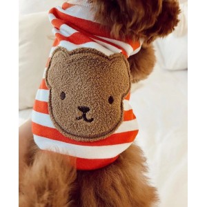 Teddy Blue Striped Dog Shirt with Bear Patch | Chloe's Home |PETZWELCOME