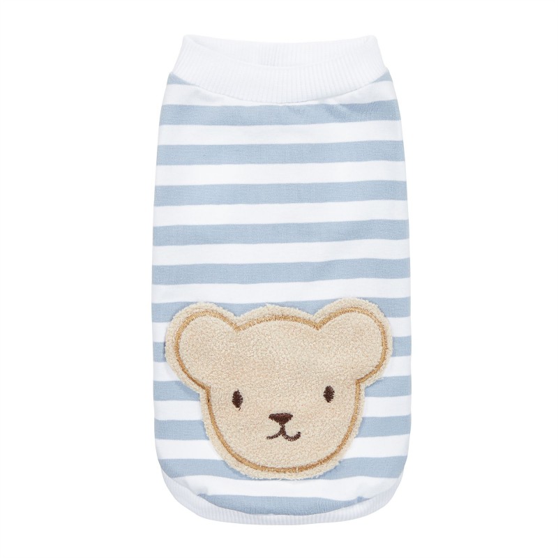 Teddy Blue Striped Dog Shirt with Bear Patch | Chloe's Home |PETZWELCOME