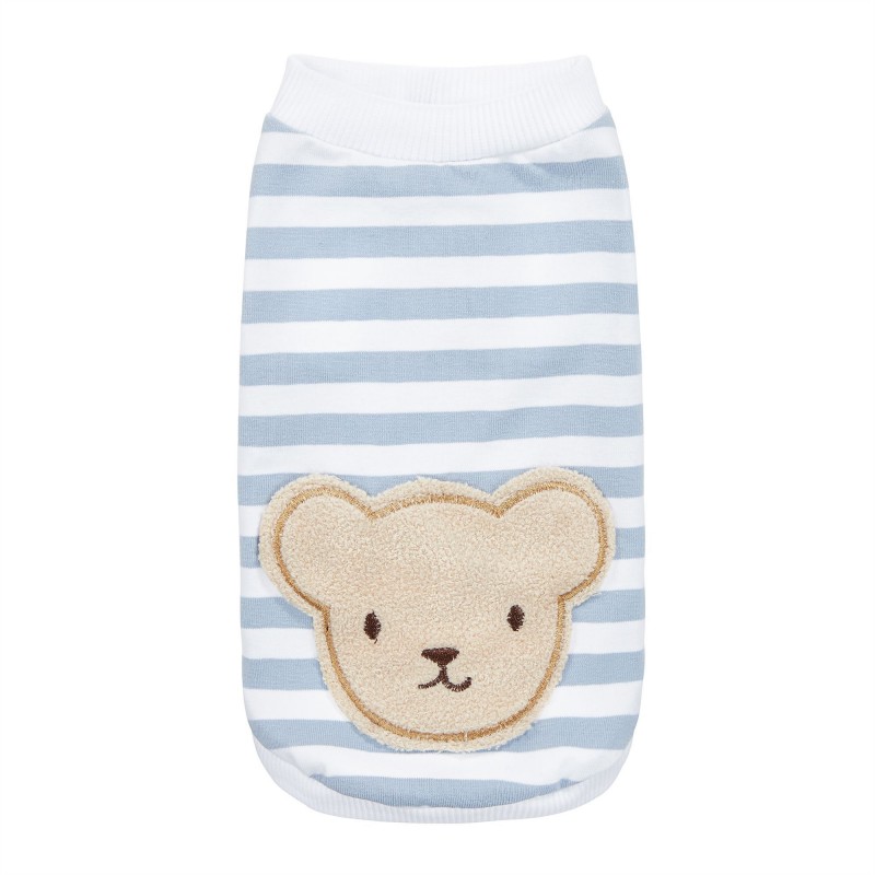 Teddy Blue Striped Dog Shirt with Bear Patch | Chloe's Home |PETZWELCOME