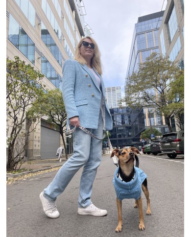 Dog sweater ASPEN blue | Bowl and Bone Republic | PETZWELCOME