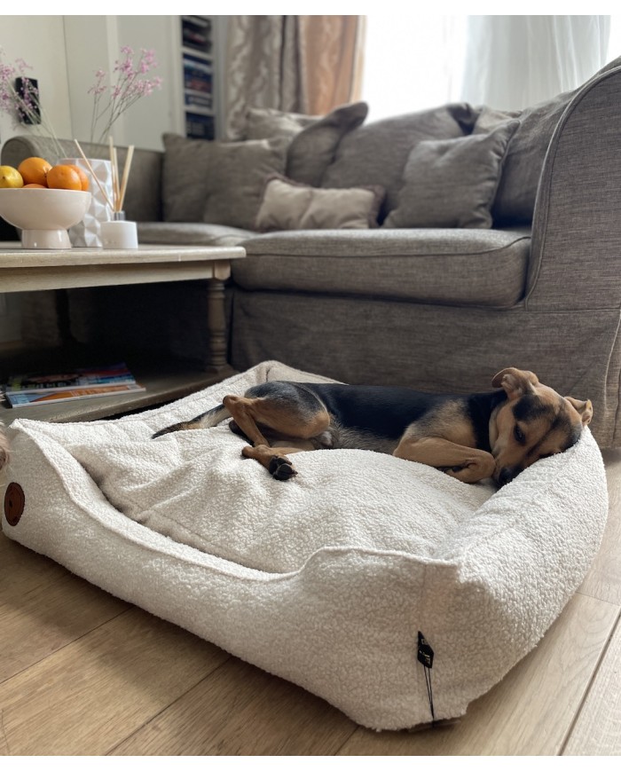 Legowisko Kanapa Cezar dla psa i kota Kremowe Boucle | PETZWECOME