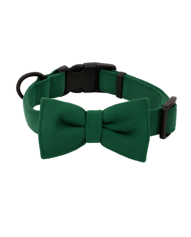 Velvet Dog Bow Tie in Bottle Green | Elegant Handmade Dog Accessory
