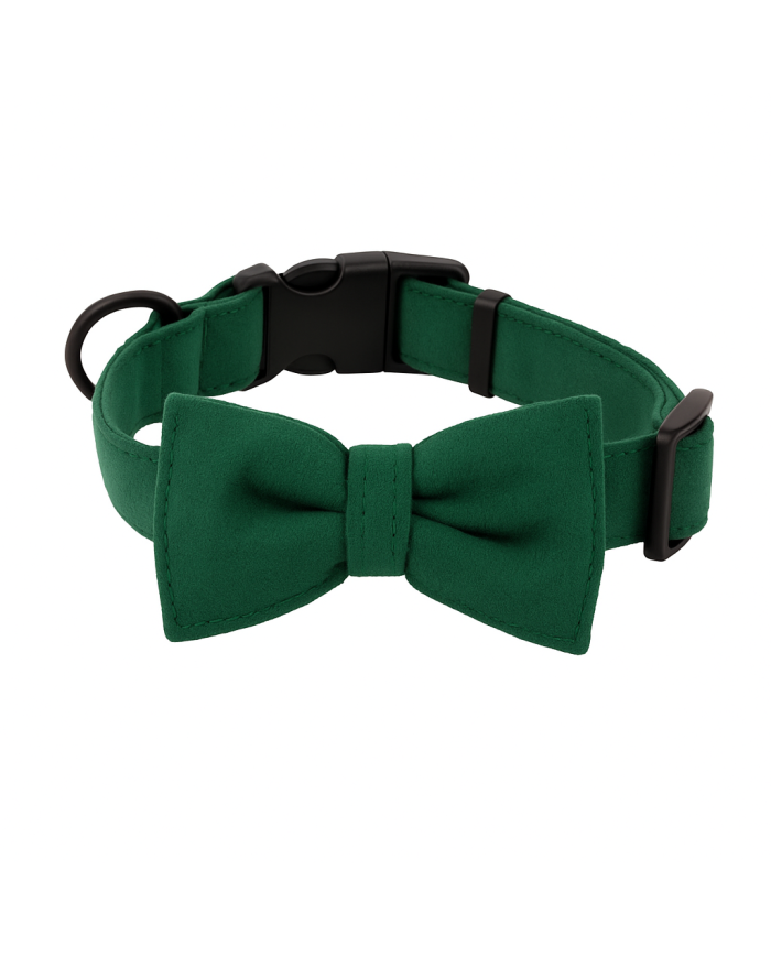 Velvet Dog Bow Tie in Bottle Green | Elegant Handmade Dog Accessory