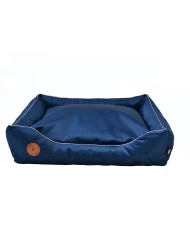 CEZAR Navy Velvet Dog and Cat Bed - Sofa-Style