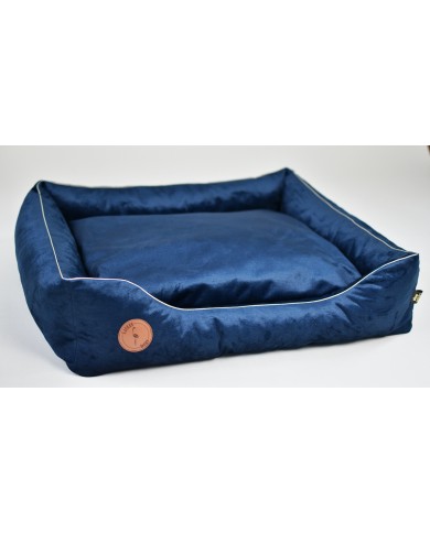 CEZAR Navy Velvet Dog and Cat Bed - Sofa-Style