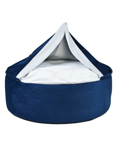 BONA Navy Blue Round Cave Dog Bed | PETZWELCOME