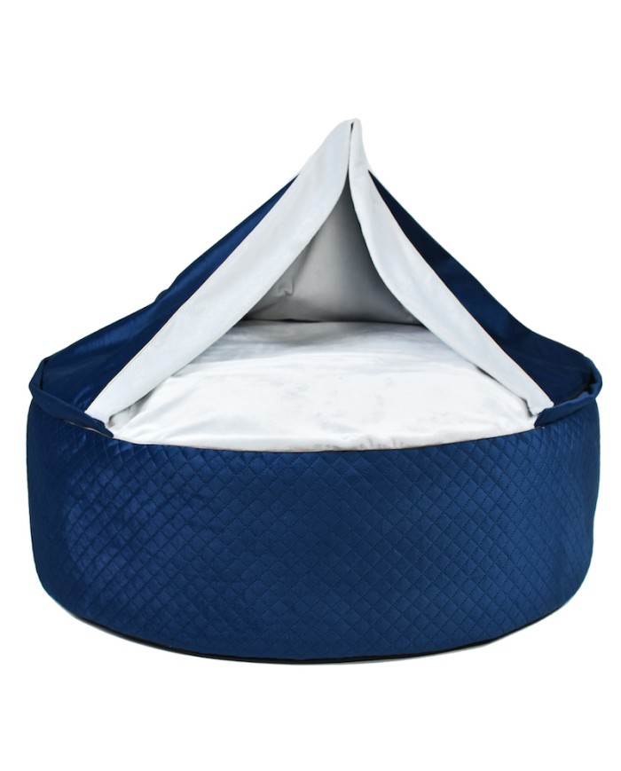 BONA Navy Blue Round Cave Dog Bed | PETZWELCOME