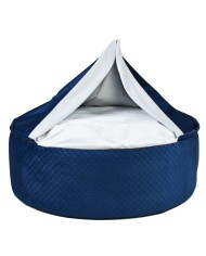 BONA Navy Blue Round Cave Dog Bed | PETZWELCOME