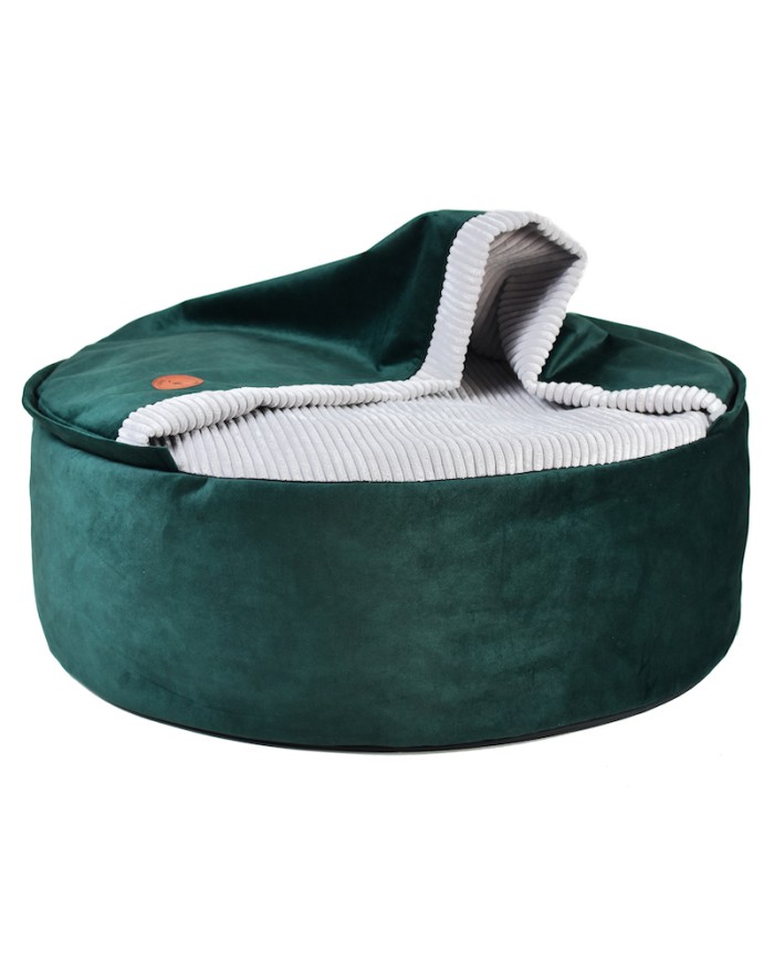 BONA green round cave dog bed | PETZWELCOME