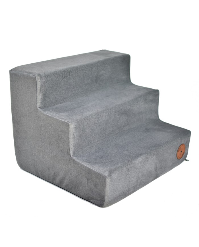 Milo Dog Stairs Grey Velvet| PETZWELCOME