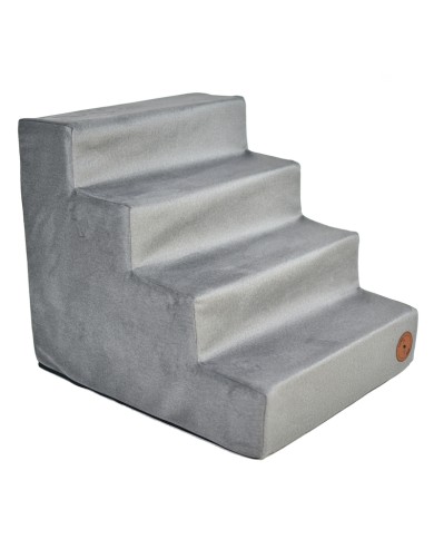 Milo Dog Stairs Grey Velvet| PETZWELCOME
