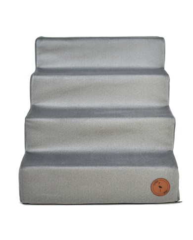 Milo Dog Stairs Grey Velvet| PETZWELCOME