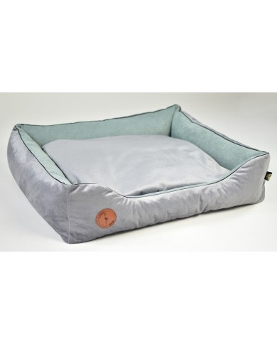 CEZAR Sofa Bed for Dogs or Cats Silver Velvet & Mint | PETZWELCOME