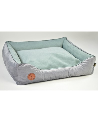 CEZAR Sofa Bed for Dogs or Cats Silver Velvet & Mint | PETZWELCOME