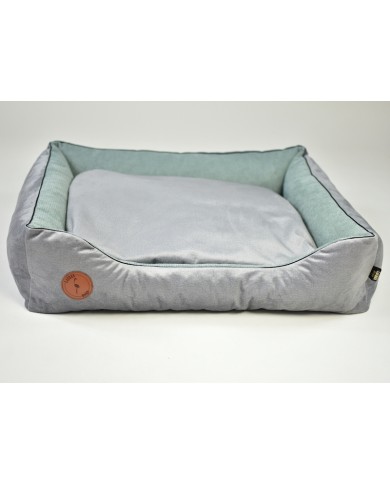 CEZAR Sofa Bed for Dogs or Cats Silver Velvet & Mint | PETZWELCOME