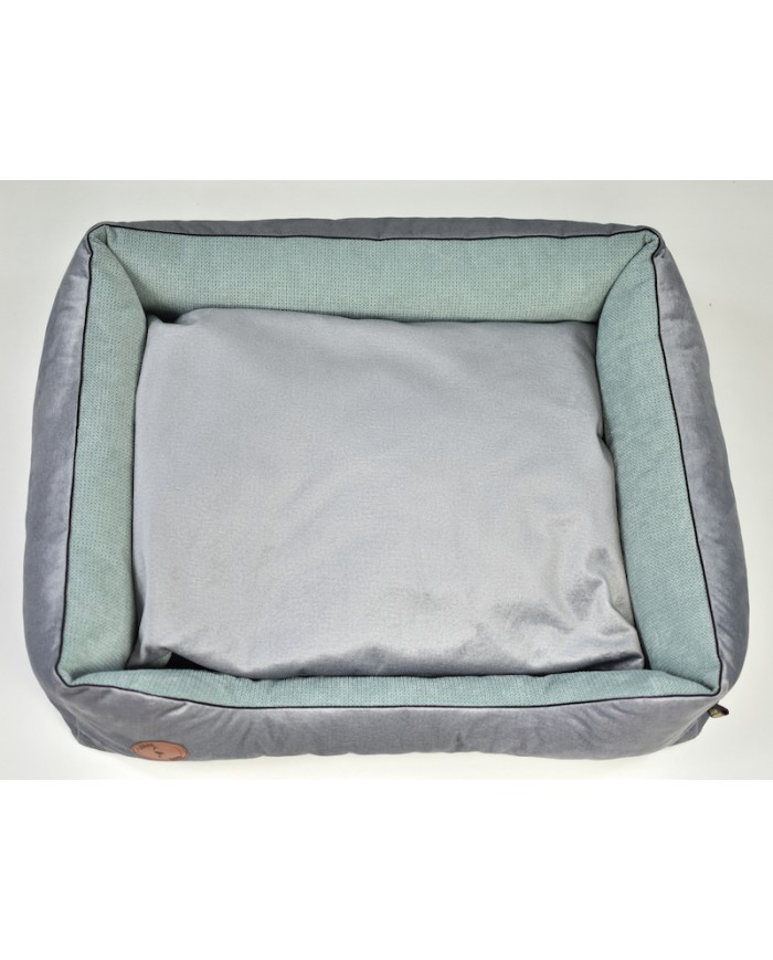 CEZAR Sofa Bed for Dogs or Cats Silver Velvet & Mint | PETZWELCOME