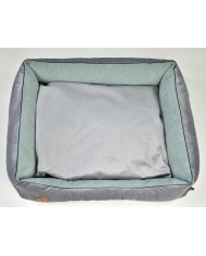 Legowisko dla psa lub kota Kanapa Cezar srebrny velvet + mięta | PETZWELCOME