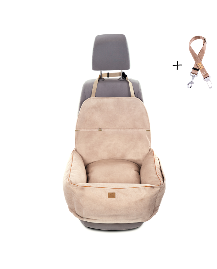 Dog Car Booster Seat waterproof beige velvet | Bebobi | PETZWELCOME