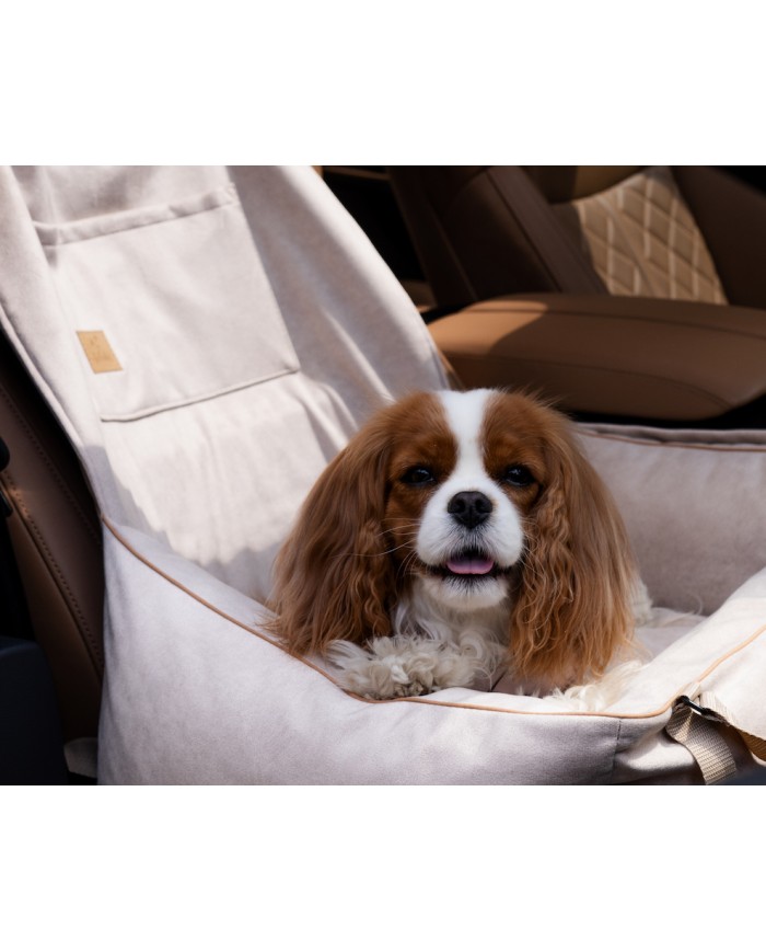 Dog Car Booster Seat waterproof beige velvet | Bebobi | PETZWELCOME