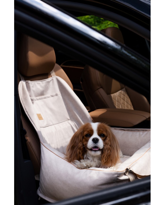 Dog Car Booster Seat waterproof beige velvet | Bebobi | PETZWELCOME