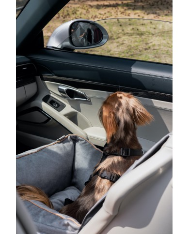 DOG CAR BOOSTER SEAT WATERPROOF GREY VELVET | Bebobi | PETZWELCOME