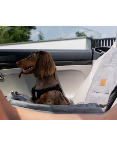 DOG CAR BOOSTER SEAT WATERPROOF GREY VELVET | Bebobi | PETZWELCOME