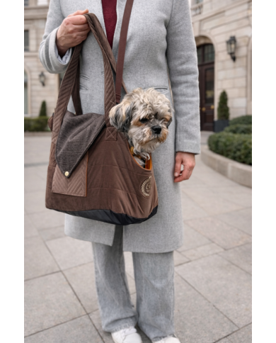 Brown Dog and Cat Carrier Bag Lisbon - Premium Velvet Pet Carrier | Chloe's Home | PETZWELCOME