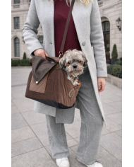 Brown Dog and Cat Carrier Bag Lisbon - Premium Velvet Pet Carrier | Chloe's Home | PETZWELCOME