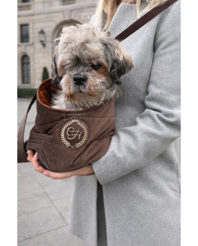 Brown Dog and Cat Carrier Bag Lisbon - Premium Velvet Pet Carrier | Chloe's Home | PETZWELCOME