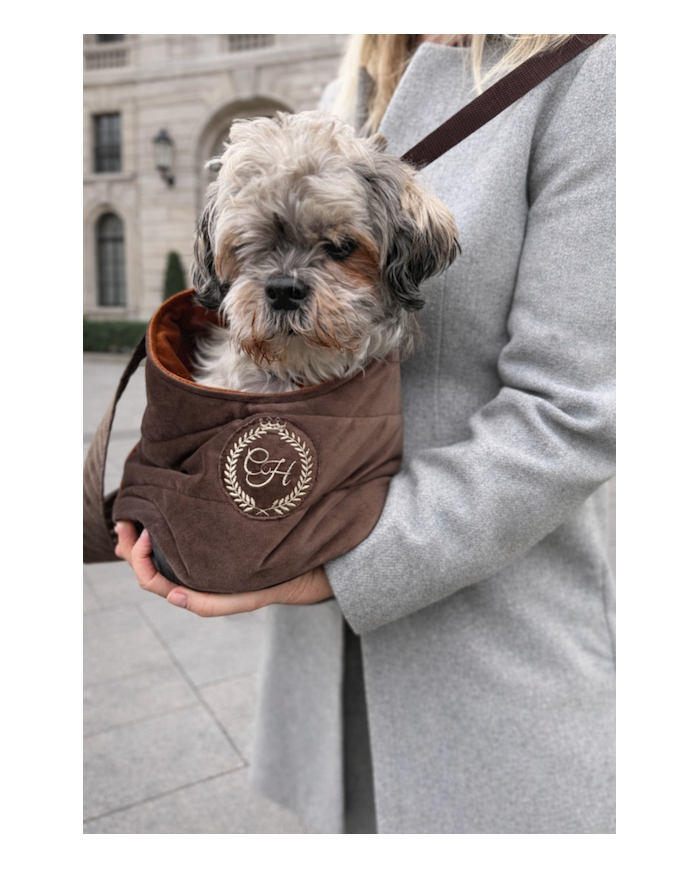 Brown Dog and Cat Carrier Bag Lisbon - Premium Velvet Pet Carrier | Chloe's Home | PETZWELCOME