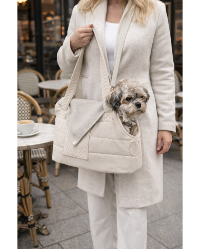 Dog and Cat Carrier Bag Lisbon Ecru | Chloe's Home | PETZWELCOME