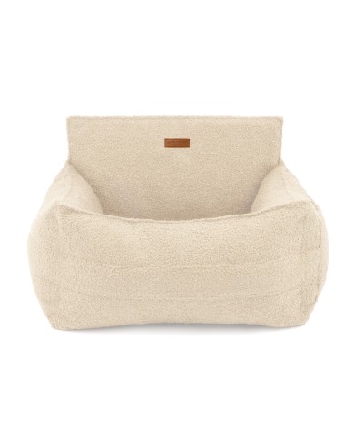 HARMONY Bouclé Cream Dog Car Seat | Orthopedic Dog Car Bed