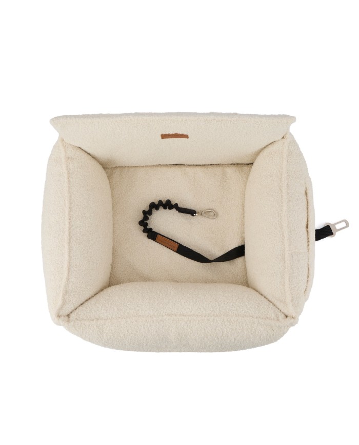 HARMONY Bouclé Cream Dog Car Seat | Orthopedic Dog Car Bed