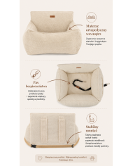 HARMONY Bouclé Gray Dog Car Seat | Orthopedic Dog Car Bed