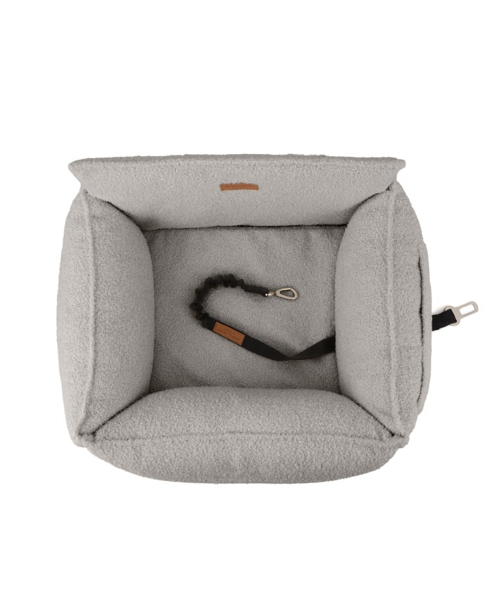 HARMONY Bouclé Gray Dog Car Seat | Orthopedic Dog Car Bed
