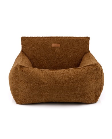 HARMONY Bouclé Brown Dog Car Seat | Orthopedic Dog Car Bed