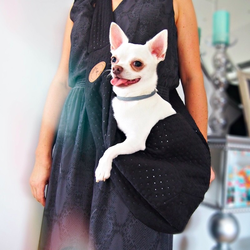 Bag / carrier for dog and cat  SARA - black | Lauren design | PETZWELCOME