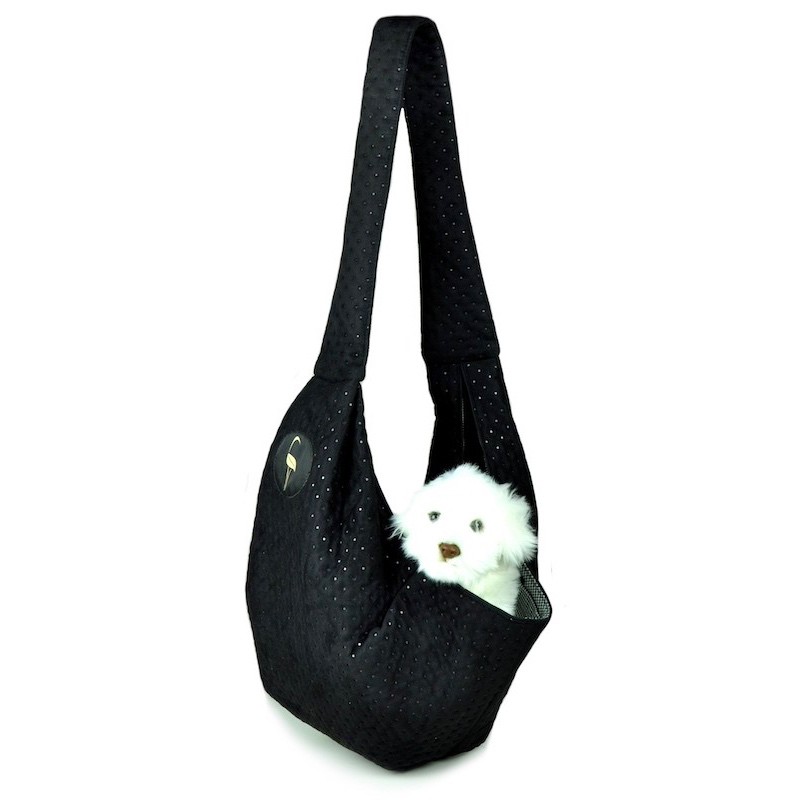 Bag / carrier for dog and cat  SARA - black | Lauren design | PETZWELCOME