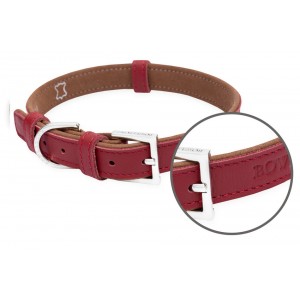 Skórzana obroża dla psa MONACO claret | Bowl and Bone Republic | PETZWELCOME