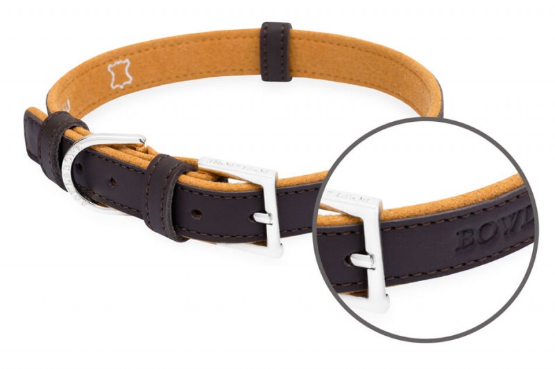 Leather dog collar MONACO chocolate | Bowl and Bone Republic | PETZWELCOME
