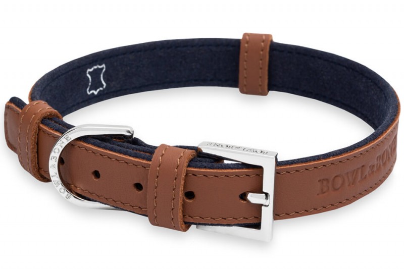 Leather dog collar MONACO mustard | Bowl and Bone Republic | PETZWELCOME